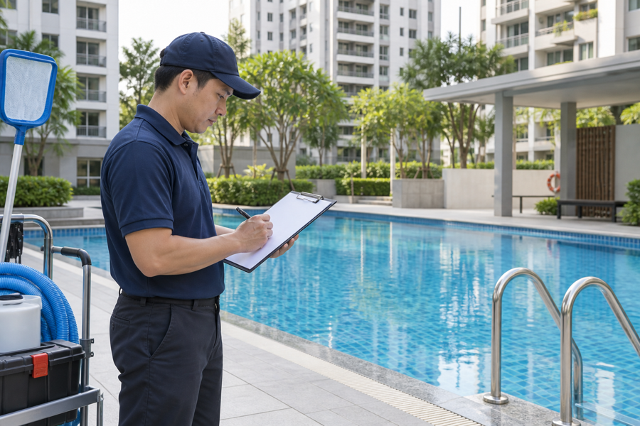 Documenting a routine condominium pool inspection