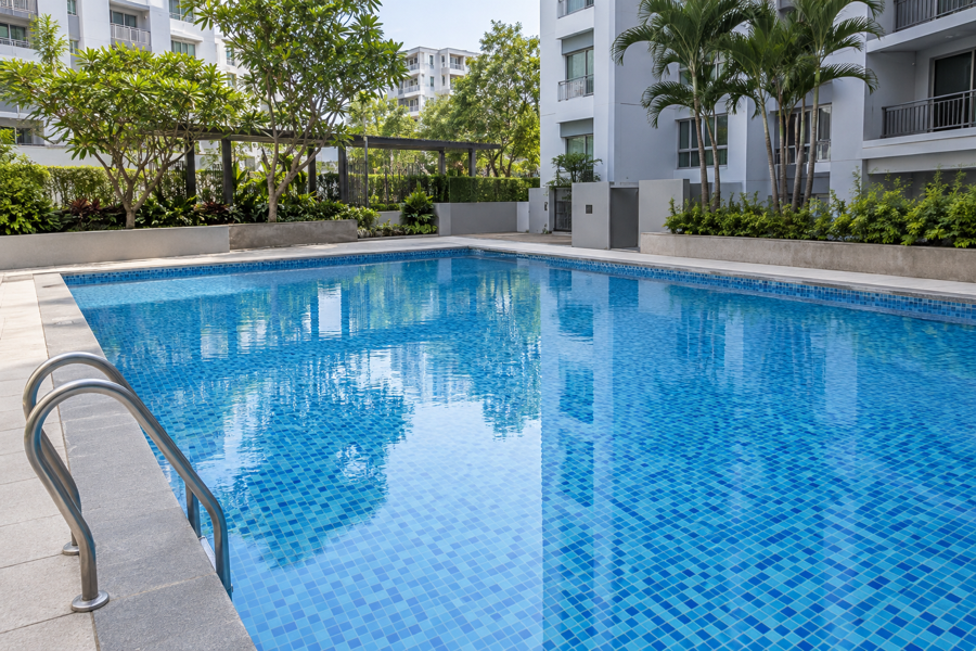 Completed swimming pool renovation at a Singapore residence